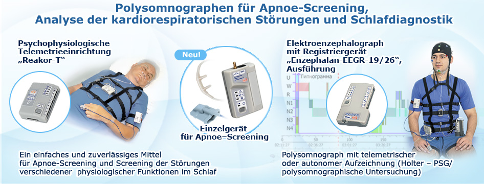 Polysomnographen für Apnoe-Screening, Analyse der kardiorespiratorischen Störungen und Schlafdiagnostik