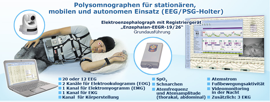 Polysomnographen für stationären, mobilen und autonomen Einsatz (EEG/PSG-Holter)
